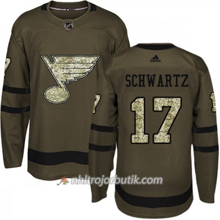 Män Ishockey St. Louis Blues Tröja Jaden Schwartz 17 Adidas 2017-2018 Camo Grön Authentic